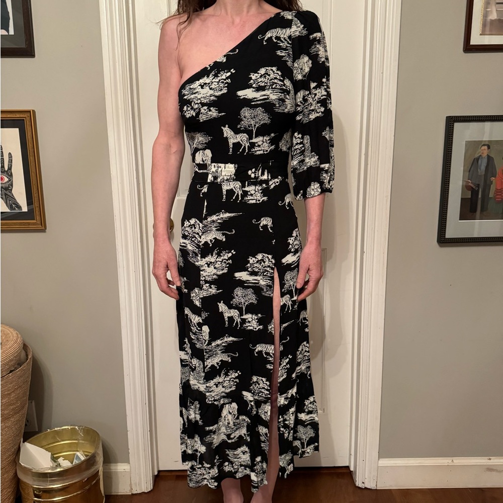 Reformation black and white dress